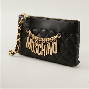 Moschino Women's Red Quilted Chain Clutch Bag